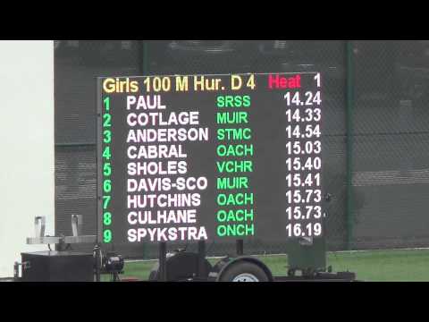 CIF SS DIV 3 GIRLS 100M HURDLES FINAL 2014