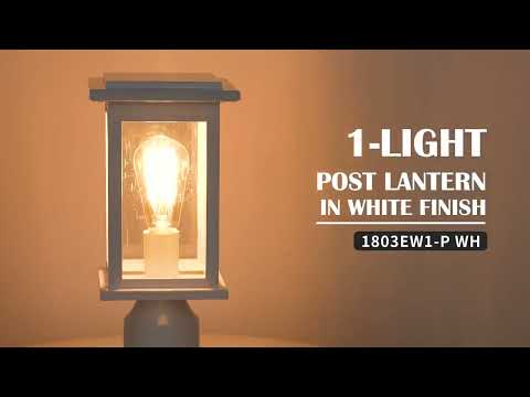 Emliviar Outdoor Lamp 1 Light Post Lantern in White Finish 1803EW1-P WH