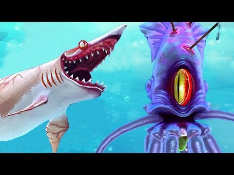 Hungry Shark World - Mako Shark vs COLOSSAL SQUID BOSS Battle New Event All Sharks Unlocked
