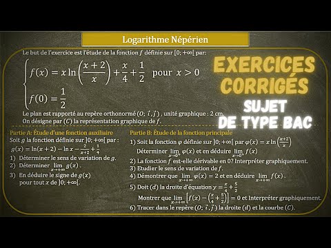 SUJET DE TYPE BAC - Fonction Logarithme Népérien - Exercice corrigé
