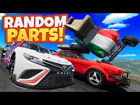 Random Parts Cars with EVERY Mod Enabled = PURE CHAOS! (BeamNG Drive)