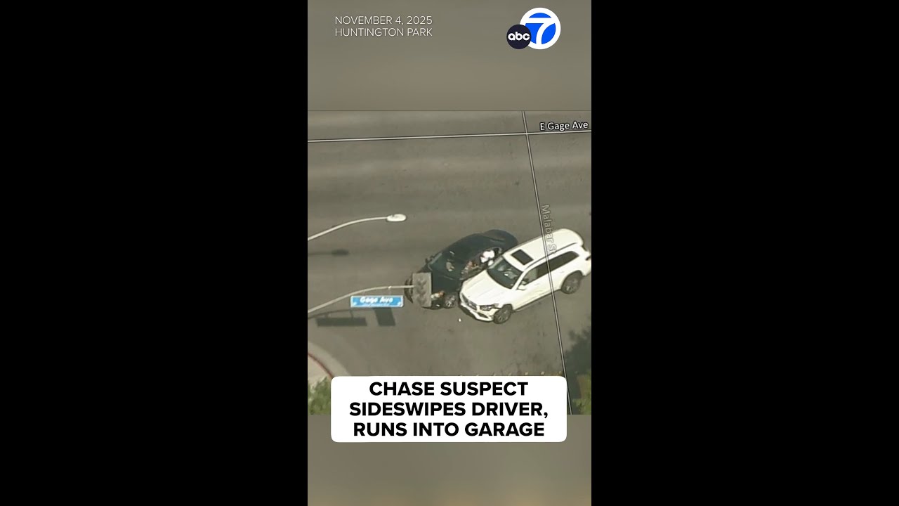 POLICE CHASE: Suspect sideswipes innocent driver, ducks into garage