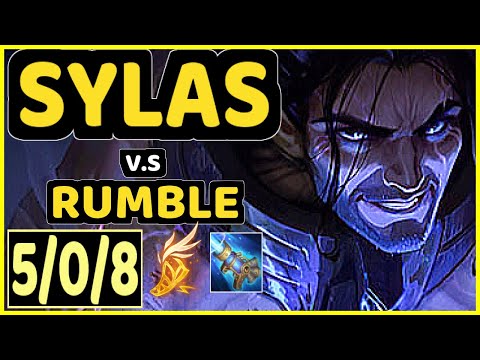 T1 FAKER (SYLAS) vs RUMBLE - 5/0/8 KDA MID CHALLENGER GAMEPLAY - KR