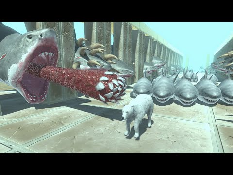 [ Dangerous Sea ] Run Away from Hungry Sharks  - Animal Revolt Battle Simulator
