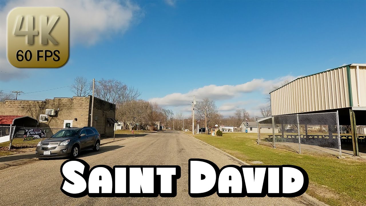 Driving Around Small Town Saint David, Illinois in 4k Video