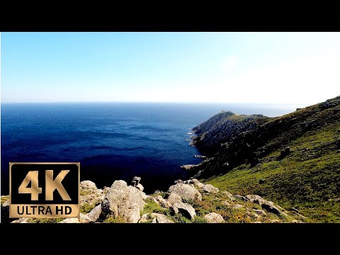 Scenic Views of the Cliffs of Finisterre, Virtual Nature Walk, Camino de Santiago, The Way, Galicia