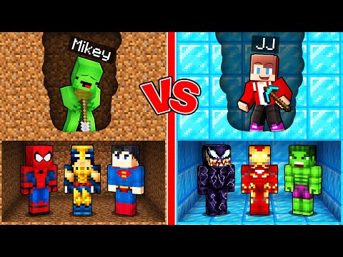 Mikey vs JJ Superhero Mine Battle in Minecraft (Maizen)
