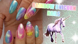 RAINBOW UNICORN ACRYLIC NAILS | GEL POLISH | MAGICAL