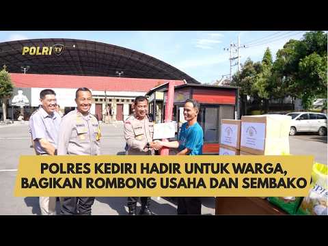POLRES KEDIRI HADIR UNTUK WARGA, BAGIKAN ROMBONG USAHA DAN SEMBAKO