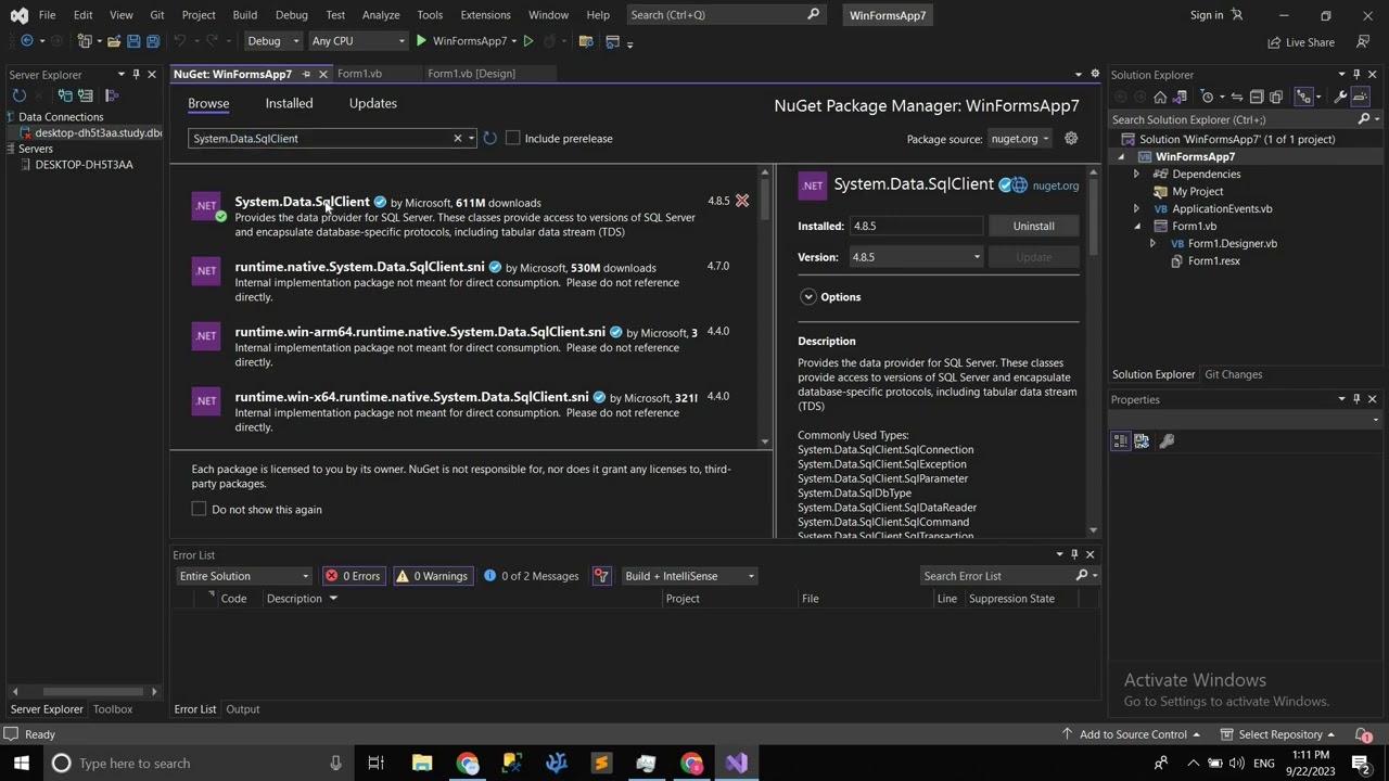 BC30002 Type 'SqlConnection' is not defined.