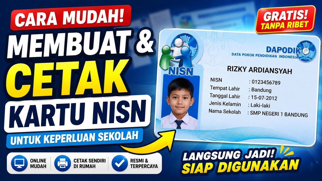 Cara Membuat dan Cetak Kartu NISN Secara Online dengan Mudah