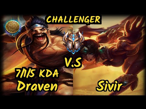 Tyler1 (DRAVEN) vs SIVIR - 7/1/5 KDA BOTTOM ADC CHALLENGER GAMEPLAY - NA