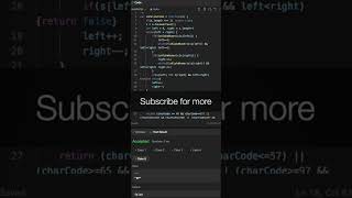 Leetcode 125 valid palindrome #javascript #solution #shortsfeed #shortvideo #shorts #programming