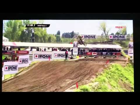 Evgeny Bobryshev crash MXGP of Lombardia MXGP Race 1 - 2020