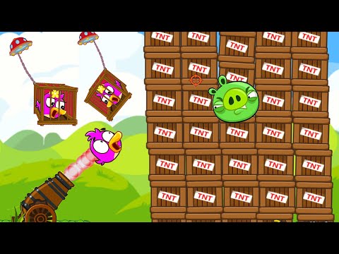Angry Birds Cannon Birds 1 - HIT AND BLAST THE 100 TNT TO RESCUE TEAM BIRDS IN FINAL LEVEL!