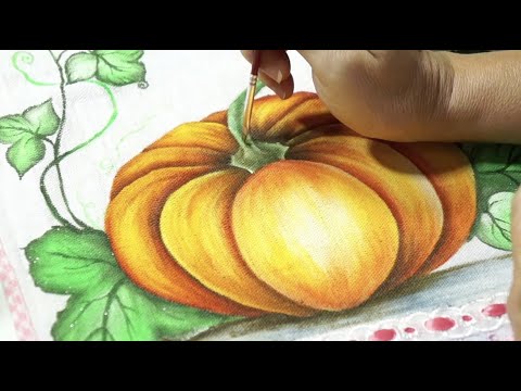 Como Pintar Abóbora no Tecido - Pintura em Tecido Passo a Passo