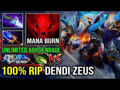 OVERPOWER Mana Burn 100% Deleted Dendi Zeus with Full Aghanim Unlimited Enrage Ursa Dota 2