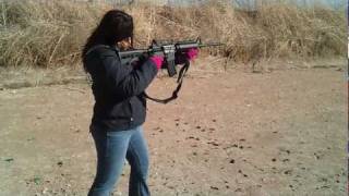 preview picture of video 'Angie shooting Ar15 at Midland Shooters Association.'