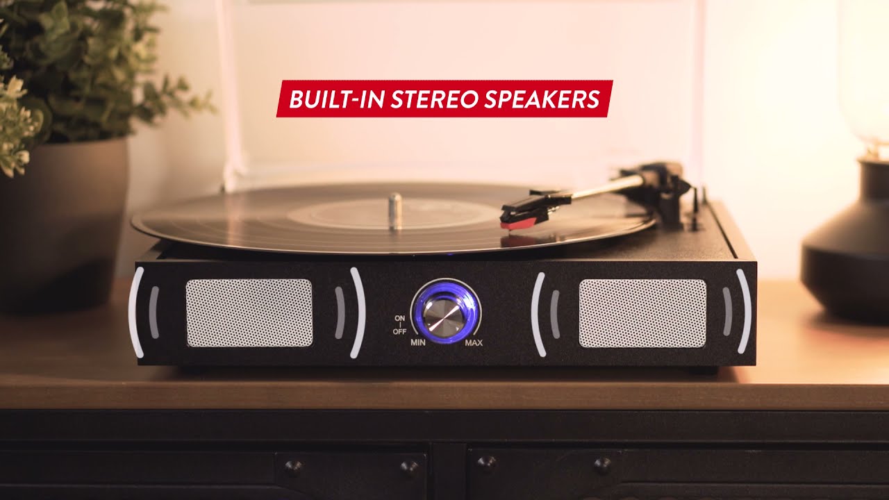 Fenton RP108B zwarte platenspeler met stereo speakers