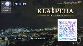 4K TIESIOGINĖ TRANSLACIJA Klaipėda, Lietuva 🌙 Miego muzika ir atsipalaidavimas | Rami stogų panorama