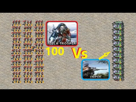100 Tesla vs 10 Sniper BF 🎮 Red Alert 2