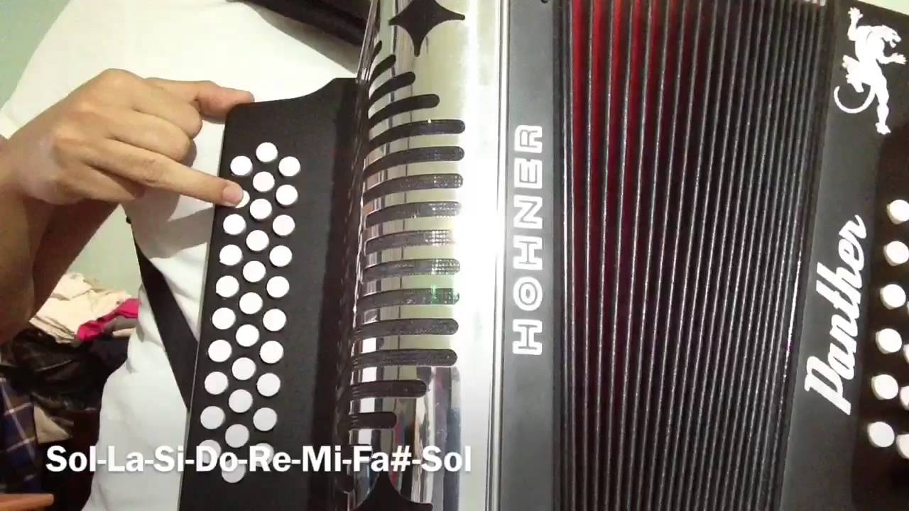 Escalas de Do, Re, Fa, Sol y Sib en acordeon de sol (HD)
