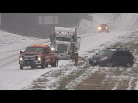02-17-2021 Ruston, LA to AR State Line - Semi Jackknifed, Wrecks, Incredibly Heavy Snow, Freezing Ra
