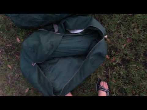 Packing up the tent in the morning