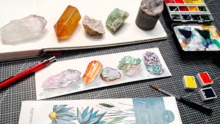 How to Paint Geodes and Crystals in Watercolor #worldwatercolormonth
