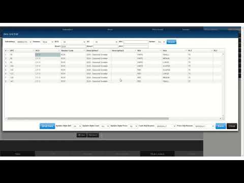 Retail Pro Prism's Item Grid Edit Plugin