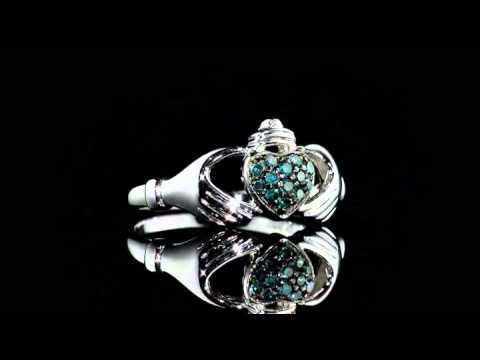 Black Diamond Claddagh Ring 1/7 Carat (ctw) in Sterling Silver | MyJewelryBox