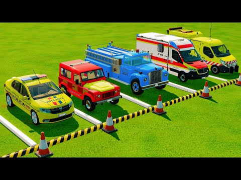 TRANSPORTING POLICE CARS, FIRE DEPARTMENT, AMBULANCE VEHICLES WITH MAN TRUCKS! FARMING SIMULATOR 22