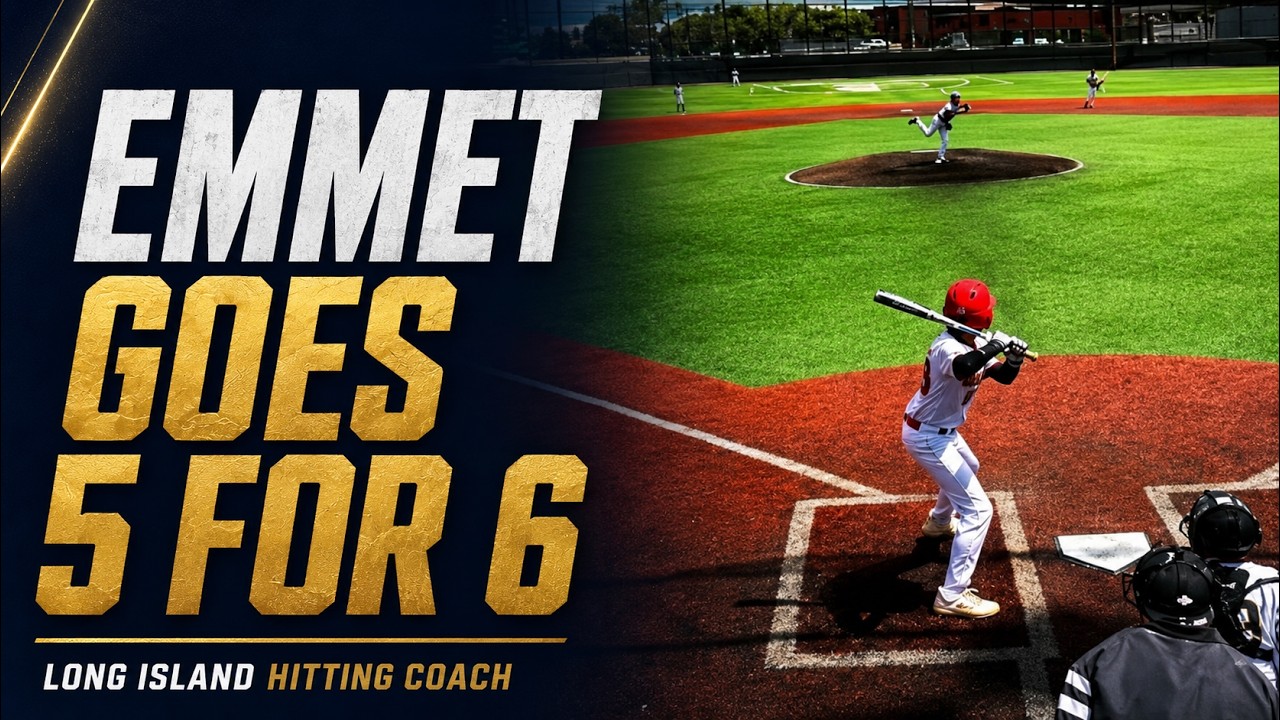 One game, Emmett goes 5-for-6 with a triple and a double, more hits than last season.