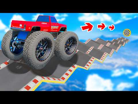 СМОЖЕТ ЛИ МОНСТР-ТРАК ПРОЕХАТЬ ПО СТУПЕНЬКАМ ПЕРЕВЕРНУТОЙ ЛЕСТНИЦЫ В ГТА 5 ? - ЭКСПЕРИМЕНТ В GTA 5