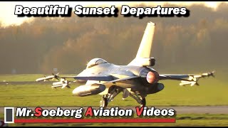 BEAUTIFUL F16's SUNSET Departures at Volkel
