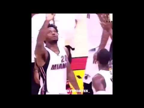 Dwayne Wade and Justise Winslow cool handshake in their game winning celebrations