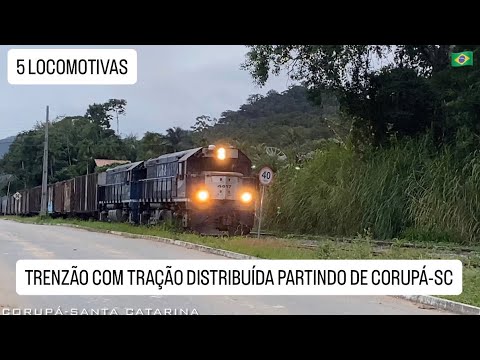 Trem com tração distribuída partindo da cidade de Corupá-Santa Catarina 