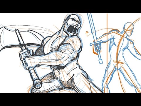 How to Draw FIGHTING WITH WEAPONS Dramatic Pose Tutorial