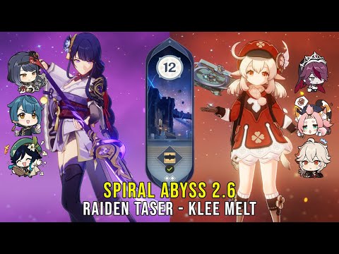 C3 Raiden Taser and C0 Klee Melt - Genshin Impact Abyss 2.6 - Floor 12 9 Stars