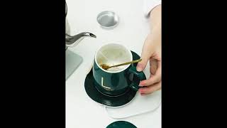 Usb Isıtmalı Lucky Yeşil Altlıklı Kaşıklı Kapaklı Kupa Bardak