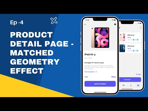 Complete E-Commerce App UI - Final Ep 4 - Matched Geometry Effect - Detail Screen - Cart Screen
