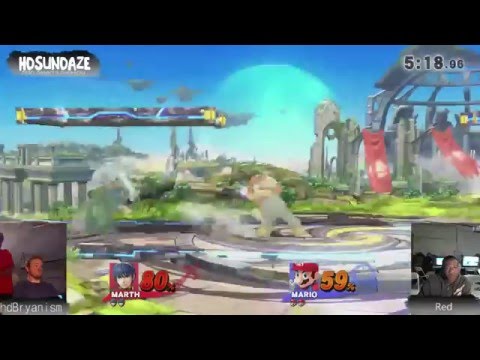 hdBryanism [Marth] vs Red [Mario]  - HD Saturdaze Vol 1 Smash 4 Wii u Losers Semifinals
