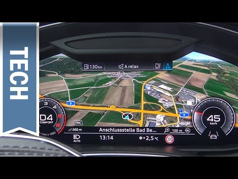 Virtual Cockpit im Audi A7 2019 mit Google Maps im Detail (Digitaler Tacho)