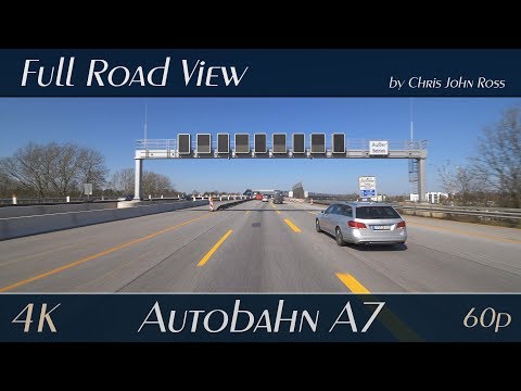 Autobahn (A7), Hamburg, Germany: HH-Othmarschen - HH-Bahrenfeld - HH-Volkspark - HH-Stellingen - 4K