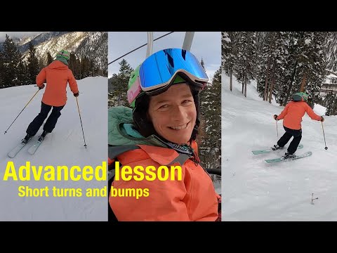 Advanced ski lesson, short turns and bumps