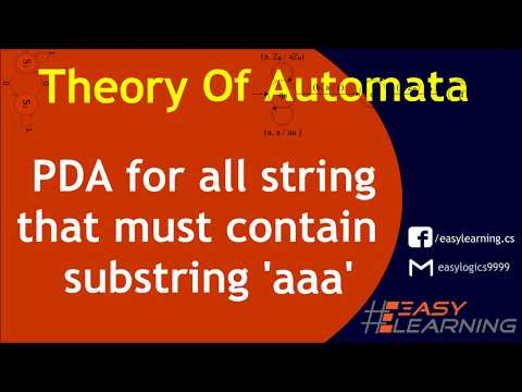 All words that must contain 'aaa' | Regular Expression | DFA | FA | PDA | Easy Learning Classroom Video