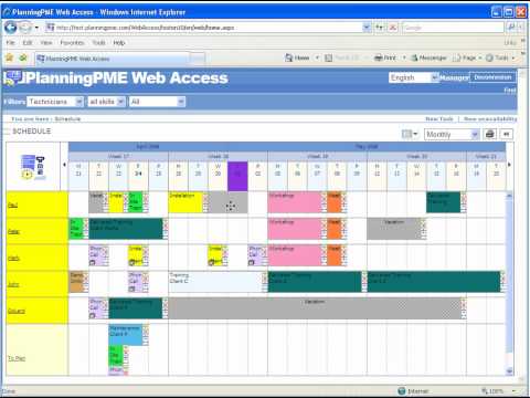 Online scheduling software PlanningPME Web Access (english)