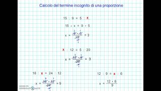 Calcolo del termine incognito di una proporzione