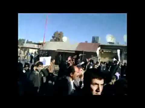 إطلاق النار من قبل قوات النظام على المتظاهرين في مدينة عين العرب في ريف حلب في جمعة "الجامعة العربية تقتلنا"