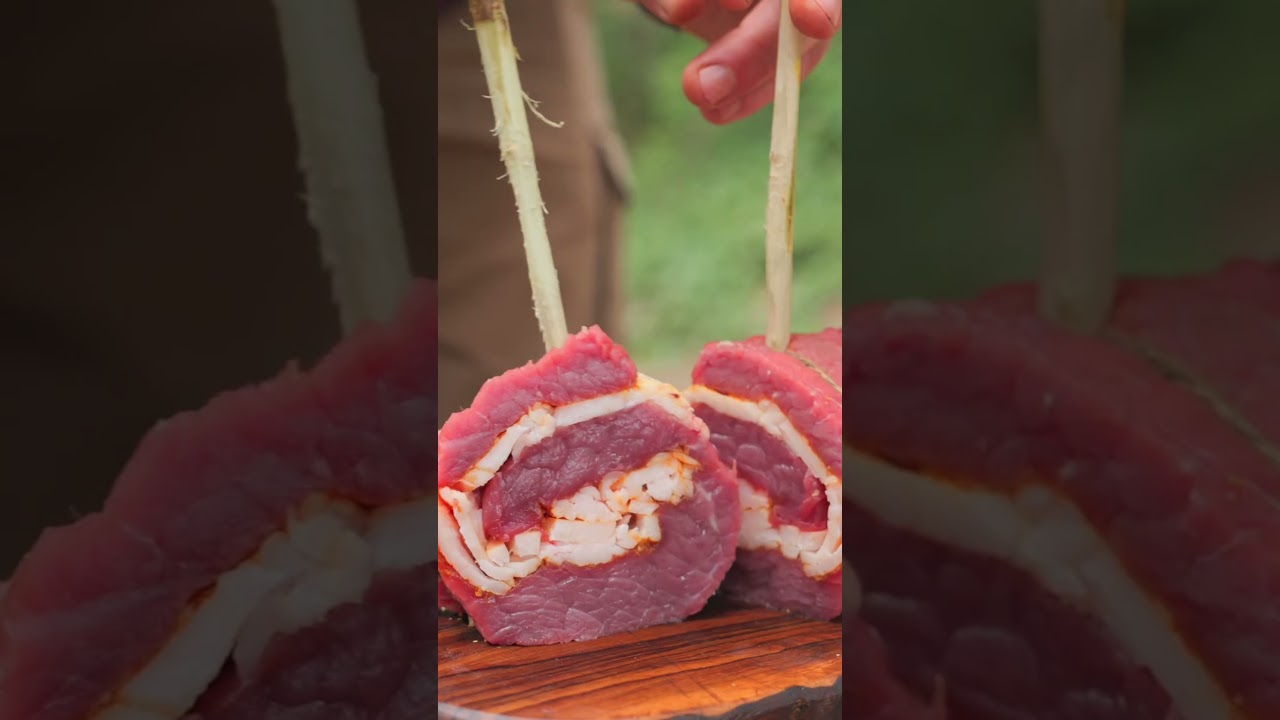 Beef Lollipop Steaks Over Fire | Bushcraft Cooking#outdoorcooking #asmr #cooking #food #chef